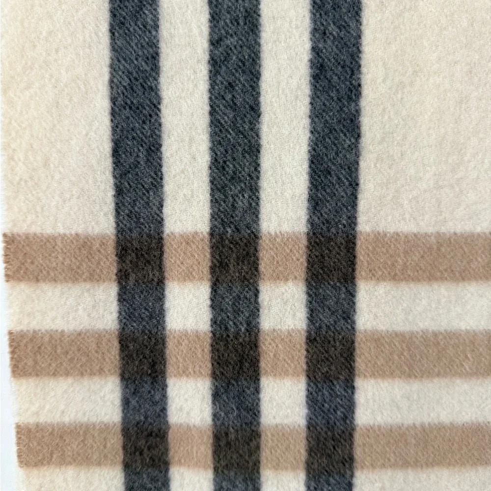Burberry Plaid Cream Scarf - Picture 4 of 6